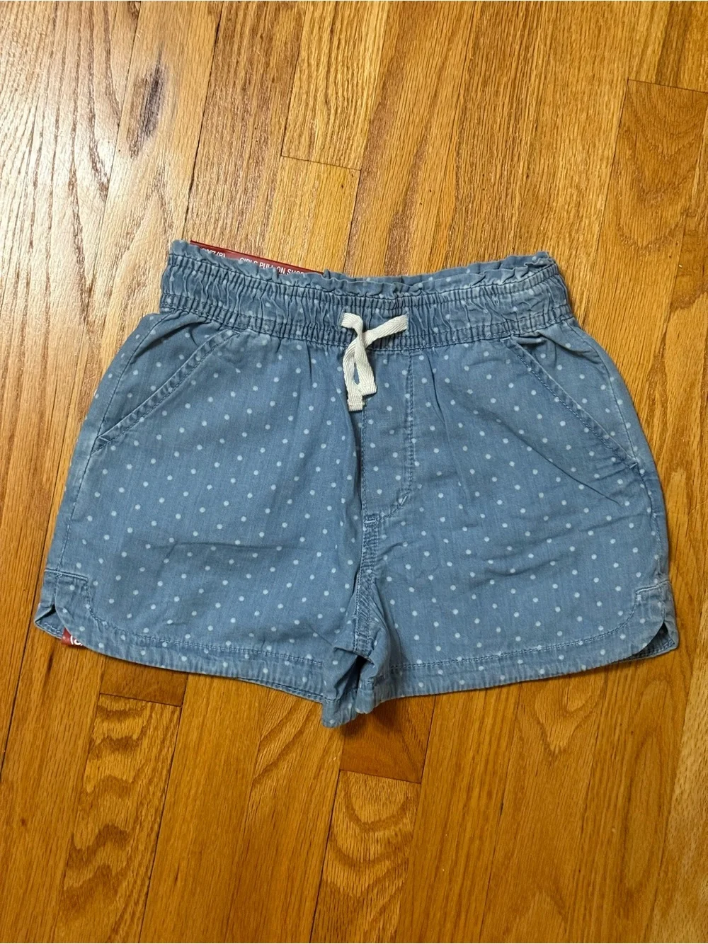 GAP Blue Chambray Polka Dot Drawstring Shorts